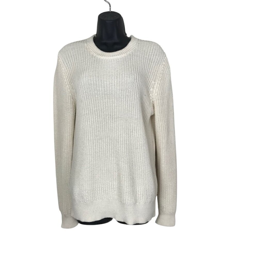 Sandro Paris Cream Crew Neck 91%Cotton 9% Silk Sweater Size M